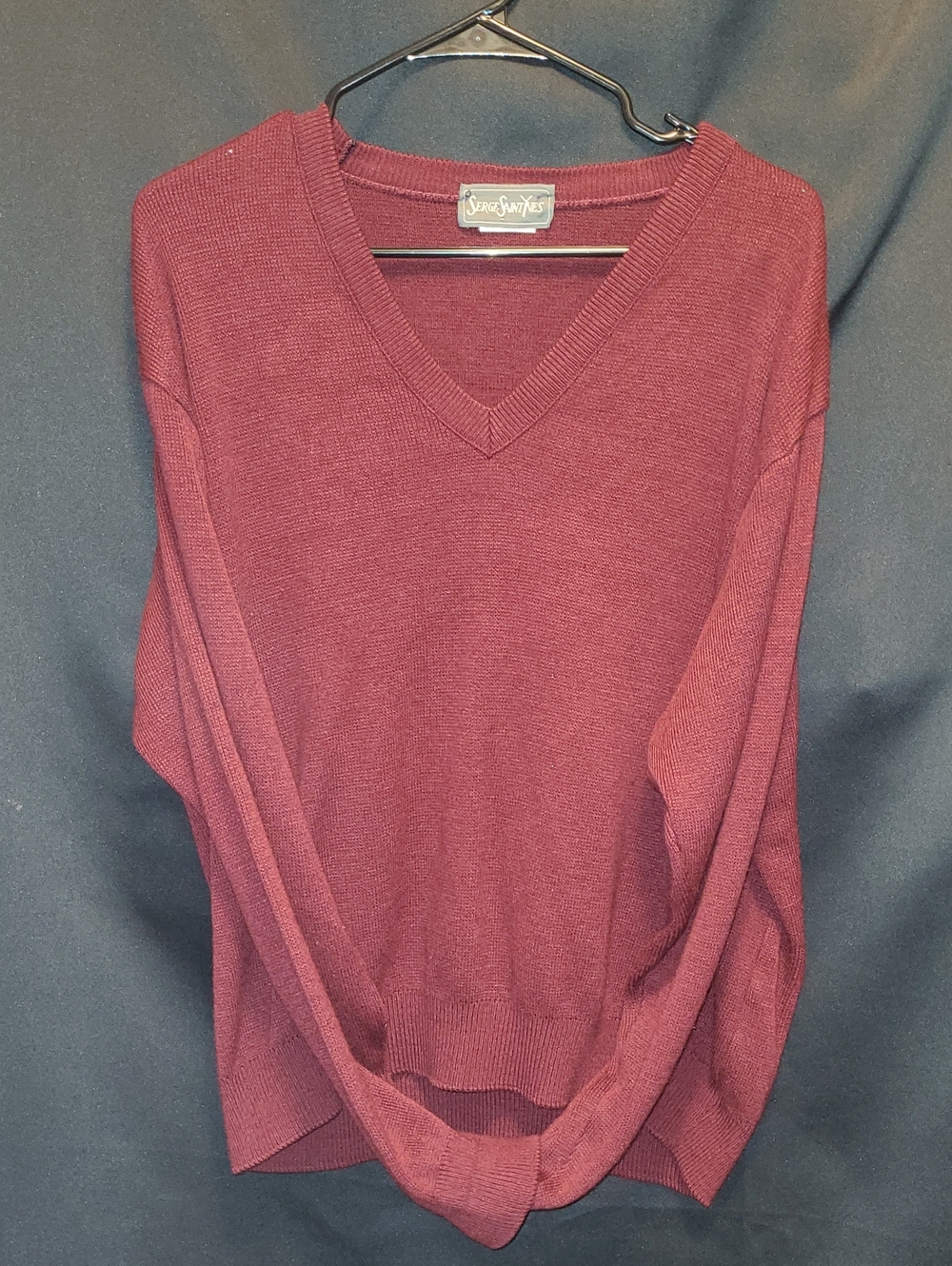 Vintage maroon knit piece featuring a Serge Saint Yves brand label
